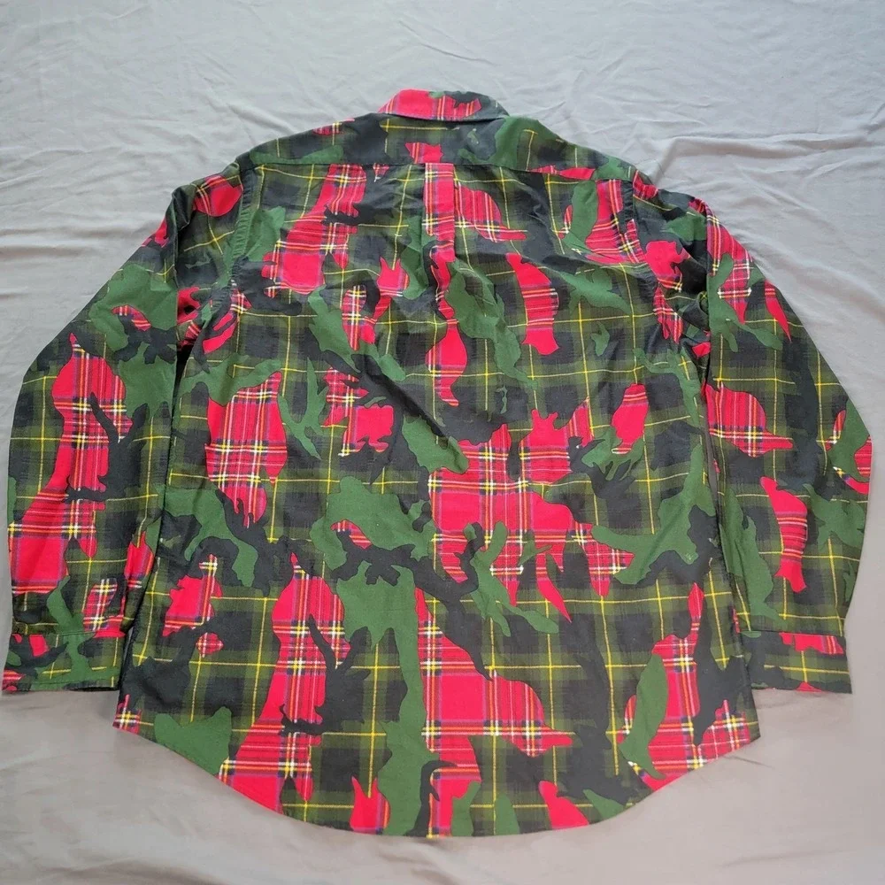 Ralph Lauren Camo Plaid Button Down Shirt Men's XL Long Sleeve Classic Fit
